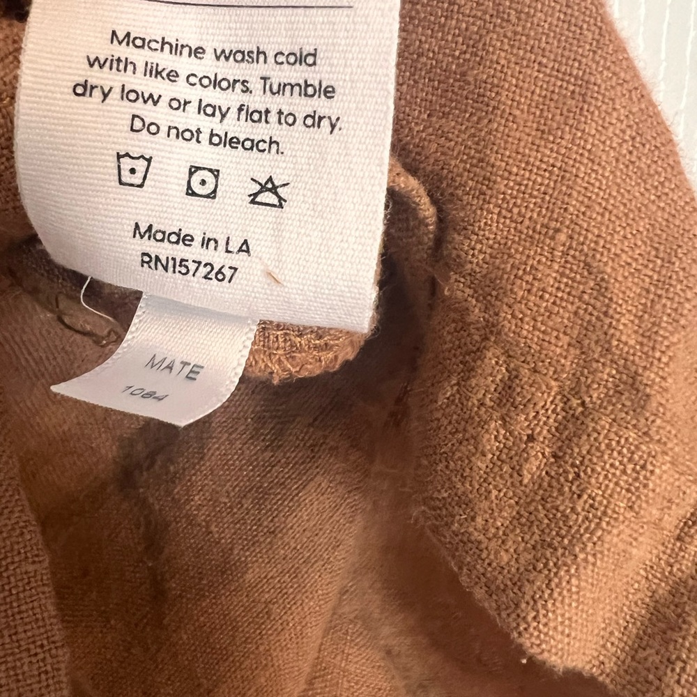 MATE the Label Rust Brown Short Sleeve Linen Romper - Picture 4 of 5